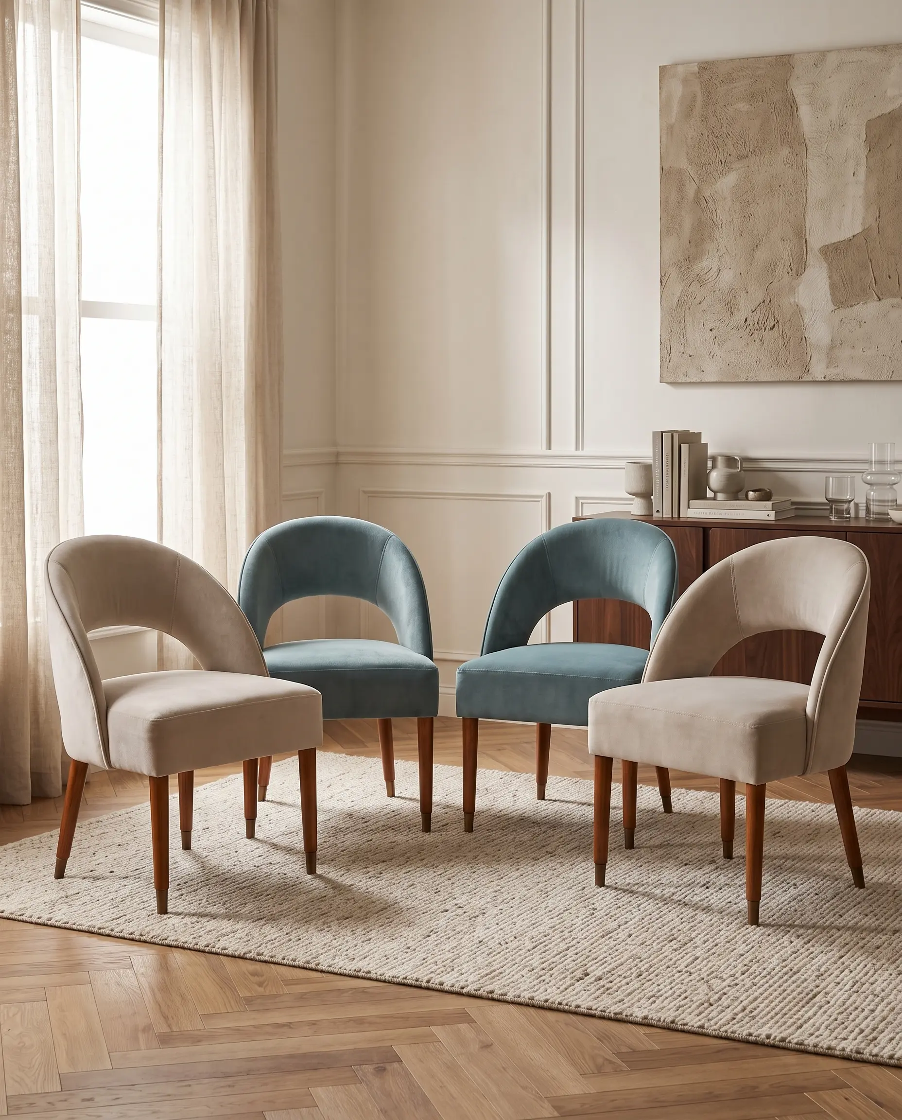 Celeste Curved Cutout Backrest Dining & Vanity Chair in Seafoam Teal Velvet — View 1